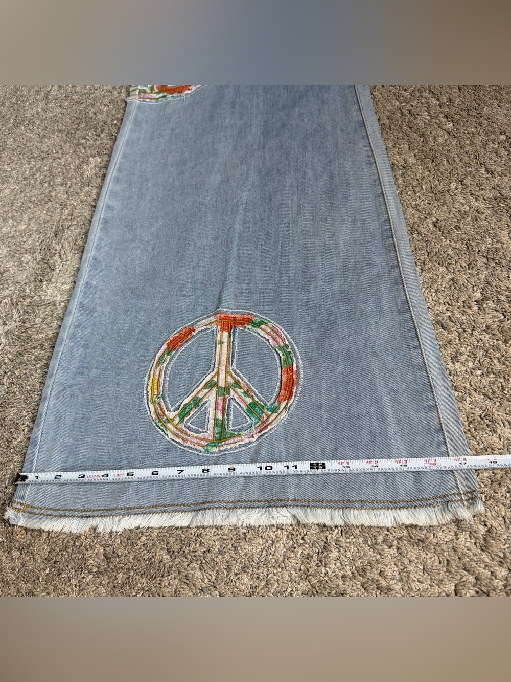 POL Peace Patchwork Light Wash Wide leg Denim Jean pants Medium 70’s hippie boho - Picture 15 of 15